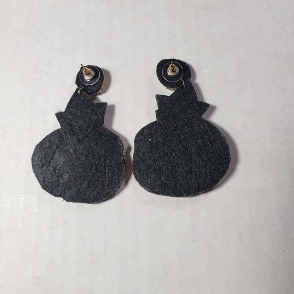 Handcrafted Beaded Pumpkin Statement Earrings Lightweight Festive Fall Jewelry - Picture 3 of 3